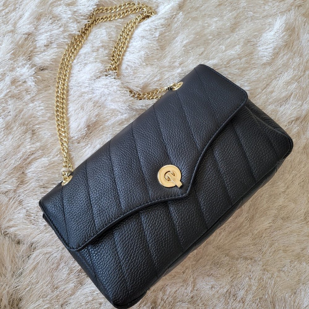 Anna Paola Womens Shoulder Bag Italy Pebbled Leather Black